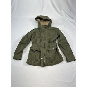 Mini Mica Sherpa-Lined Utility Parka Jacket Girls Size 7/8 Olive Green Hooded Co